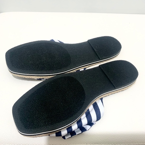 Kate Spade Caliana Stripe Slide Sandal Navy White Flat Designer Summer Shoe 8.5 - Picture 10 of 12
